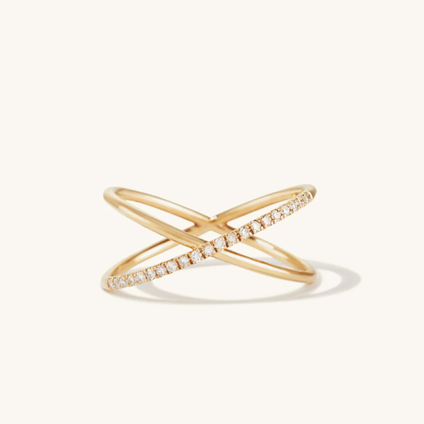 2024 New Arrivals 925 Stainless Sterling Silver Cross Pave Diamond Band Ring Couple Set for Women