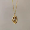 Fine Oval Shape Catholic Miraculous Medal Necklace Trendy 925 Stainless Sterling Silver with Pearl Diamond Zircon Charms