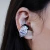 Wholesale Bose Earphones 3D Printed Brass Accessories Women's Trendy Earrings Gold Plated Sterling Silver Zircon Main for Gifts