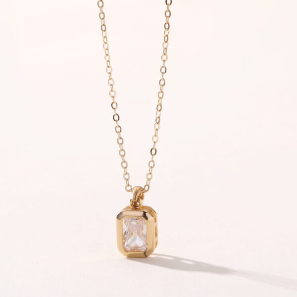 Fashion Luxury Women Jewelry Custom Chain Necklaces Square Birthstone 925 Sterling Silver Necklace