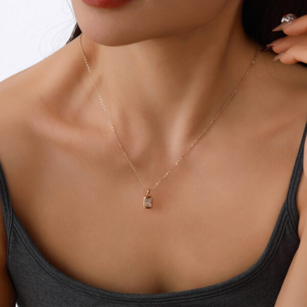 Fashion Luxury Women Jewelry Custom Chain Necklaces Square Birthstone 925 Sterling Silver Necklace