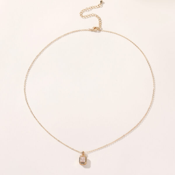Fashion Luxury Women Jewelry Custom Chain Necklaces Square Birthstone 925 Sterling Silver Necklace