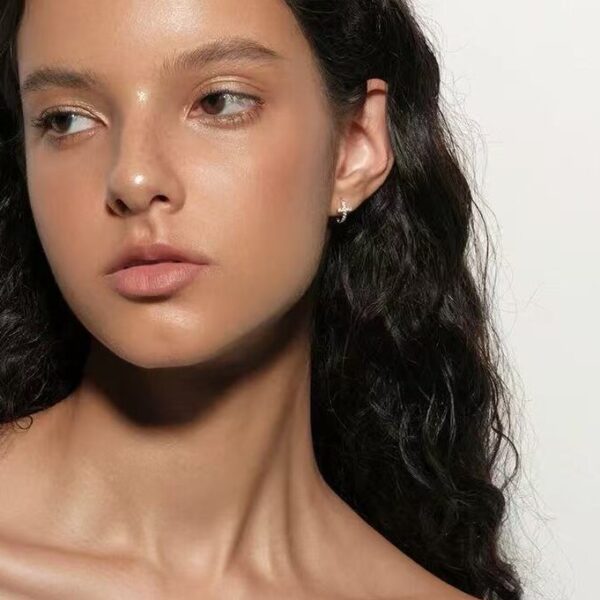 1.13 925 Sterling Silver Little Cross Stud Earrings, Dainty Cubic Zirconia Gold Plated Earrings, Hypoallergenic Dainty Jewelry for Women