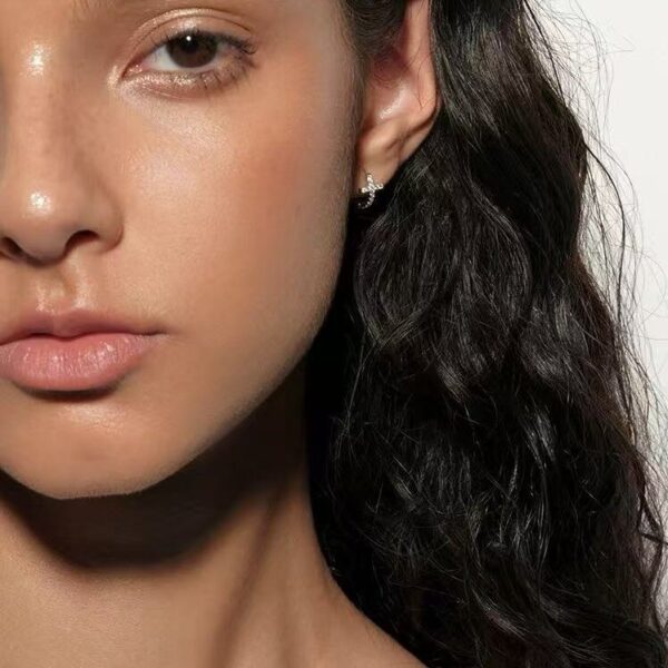 1.15 925 Sterling Silver Little Cross Stud Earrings, Dainty Cubic Zirconia Gold Plated Earrings, Hypoallergenic Dainty Jewelry for Women