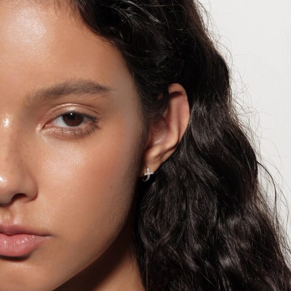 1.9 925 Sterling Silver Little Cross Stud Earrings, Dainty Cubic Zirconia Gold Plated Earrings, Hypoallergenic Dainty Jewelry for Women