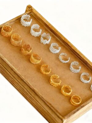 New Polished Ring for Women, Dainty Non Tarnish Chunky Wedding Lace Ring Set, Silver Jewelry Adjustable Bohemian Statement Ring