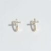 925 Sterling Silver Little Cross Stud Earrings, Dainty Cubic Zirconia Gold Plated Earrings, Hypoallergenic Dainty Jewelry for Women