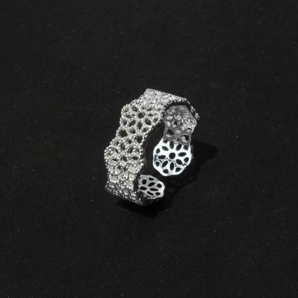 Polished Rings for Women, Dainty Non Tarnish Chunky Wedding Lace Ring Set,  Silver Jewelry Adjustable Bohemian Statement Ring