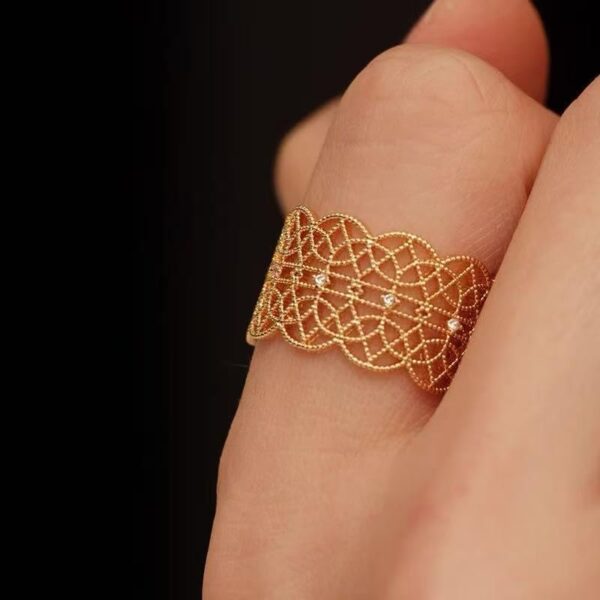 Polished Rings for Women, Dainty Non Tarnish Chunky Wedding Lace Ring Set,  Silver Jewelry Adjustable Bohemian Statement Ring
