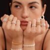 Polished Rings for Women, Dainty Non Tarnish Chunky Wedding Lace Ring Set,  Silver Jewelry Adjustable Bohemian Statement Ring