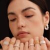 Polished Rings for Women, Dainty Non Tarnish Chunky Wedding Lace Ring Set,  Silver Jewelry Adjustable Bohemian Statement Ring