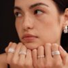 Polished Rings for Women, Dainty Non Tarnish Chunky Wedding Lace Ring Set,  Silver Jewelry Adjustable Bohemian Statement Ring