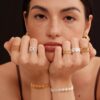 Polished Rings for Women, Dainty Non Tarnish Chunky Wedding Lace Ring Set,  Silver Jewelry Adjustable Bohemian Statement Ring
