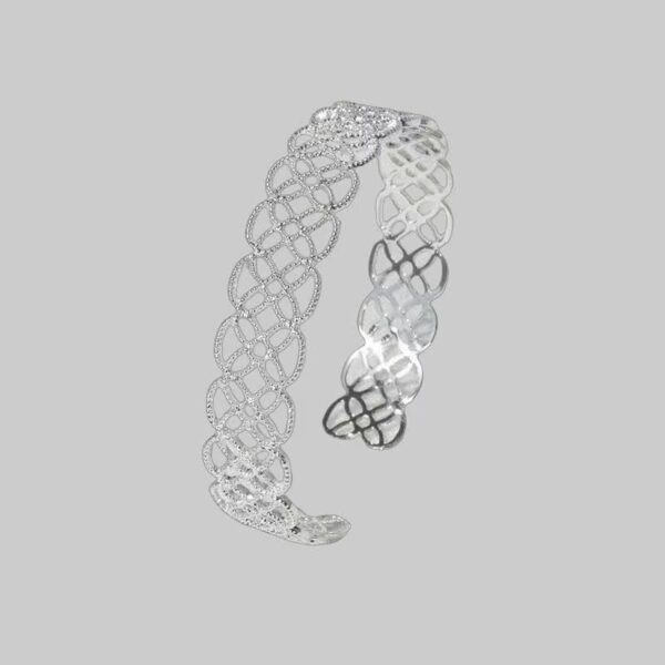 b7 Timeless Silver Bracelets for Women, Bohemian Vintage Jewelry Lace Cuff Bangle, Trendy Bangle Bracelet Stack Wide Stretch Statement