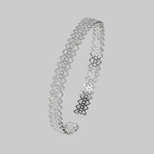 b9 Timeless Silver Bracelets for Women, Bohemian Vintage Jewelry Lace Cuff Bangle, Trendy Bangle Bracelet Stack Wide Stretch Statement