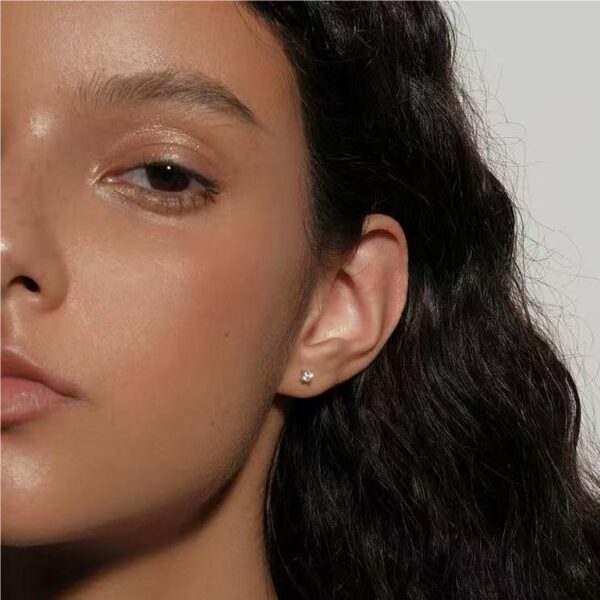 925 Sterling Silver Stud Earrings, Hypoallergenic Gold Plated Flat Back Earrings,Moissanite Small Diamond Jewelry for Women