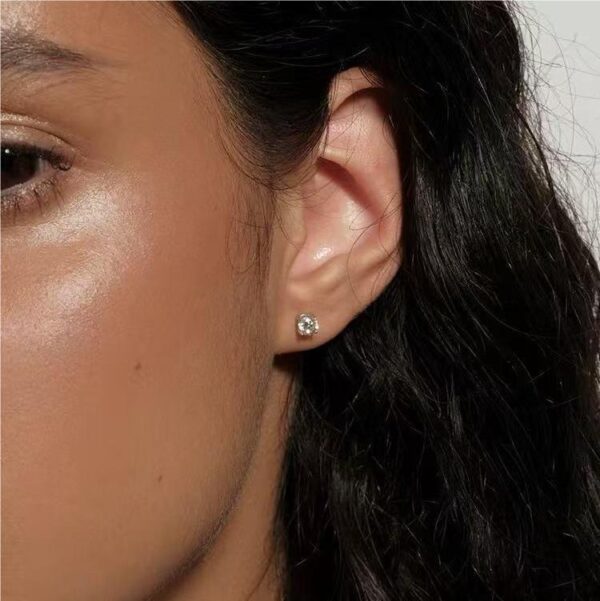 925 Sterling Silver Stud Earrings, Hypoallergenic Gold Plated Flat Back Earrings,Moissanite Small Diamond Jewelry for Women