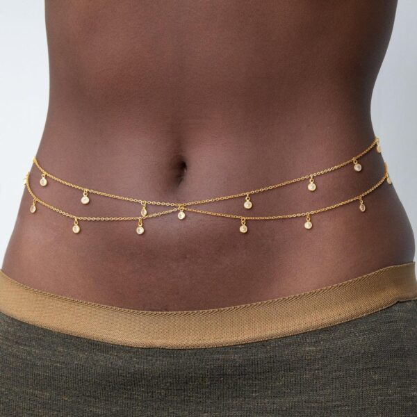 10.3 2025 Hot Selling Sexy Gold-Plated Body Chain Adjustable Waist Jewelry Hanging Coin Pendants for Women Low Rise Fashion Style