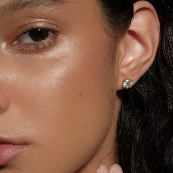 925 Sterling Silver Stud Earrings, Hypoallergenic Gold Plated Flat Back Earrings,Moissanite Small Diamond Jewelry for Women