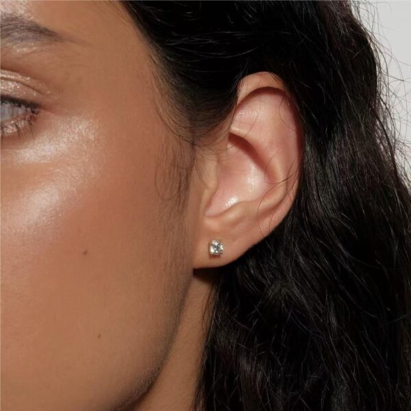 925 Sterling Silver Stud Earrings, Hypoallergenic Gold Plated Flat Back Earrings,Moissanite Small Diamond Jewelry for Women