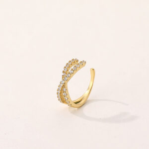 High Quality Gold Plated C Shaped 925 Silver Single Cross Cuff Earrings Fashionable Drop Jewelry