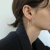 2 18k gold hoop earrings for women, lightweight hypoallergenic huggie earrings, cartilage hoops for women trendy jewelry