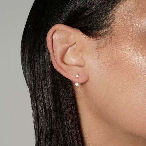 4.2 Silver Earrings for Women, Stud Earrings Hypoallergenic, 14k Gold Plated with Dainty Diamond, Earring Stacks Silver Jewelry Gift