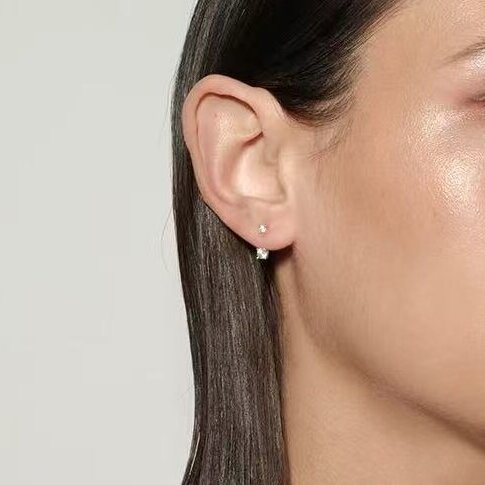 4.4 Silver Earrings for Women, Stud Earrings Hypoallergenic, 14k Gold Plated with Dainty Diamond, Earring Stacks Silver Jewelry Gift