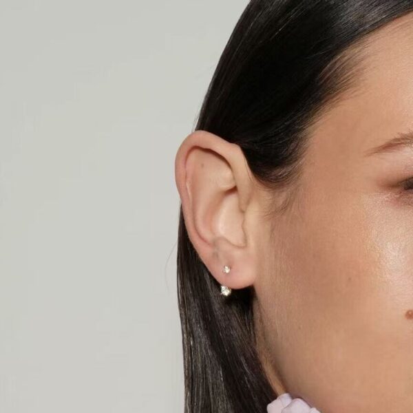 4.8 Silver Earrings for Women, Stud Earrings Hypoallergenic, 14k Gold Plated with Dainty Diamond, Earring Stacks Silver Jewelry Gift