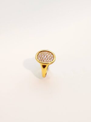 6 High Quality Brass Signet Ring for Women Minimalist Disc Signet Zircon Ring Elegant Party Jewelry