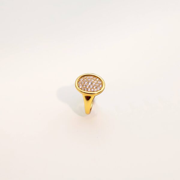 6 High Quality Brass Signet Ring for Women Minimalist Disc Signet Zircon Ring Elegant Party Jewelry