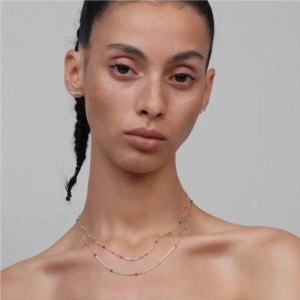 New Sliver Necklaces for Women, Charm Layered Beaded Necklace, Gold Plated Boho Jewelry for Wedding Gifts