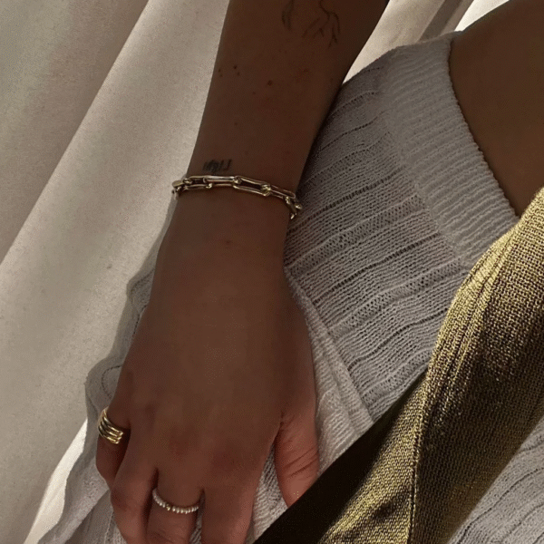 Hc49d85b1f8c641bbb6b12913d7166693K 2025 Trendy 925 Sterling Silver Paperclip Link Chain Bracelet Women's Gold-Plated Anniversary Hip-hop Bangle