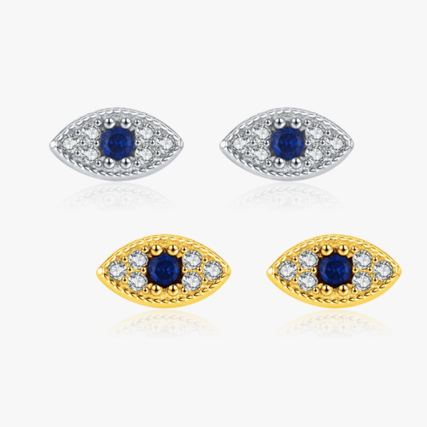 a1 Custom Gold Planted Silver Evl Eye Hypoallergenic Stud Earrings for Women Trendy Jewelry Diamond Main Stone