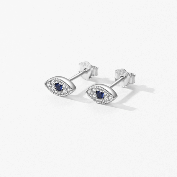 a4 Custom Gold Planted Silver Evl Eye Hypoallergenic Stud Earrings for Women Trendy Jewelry Diamond Main Stone