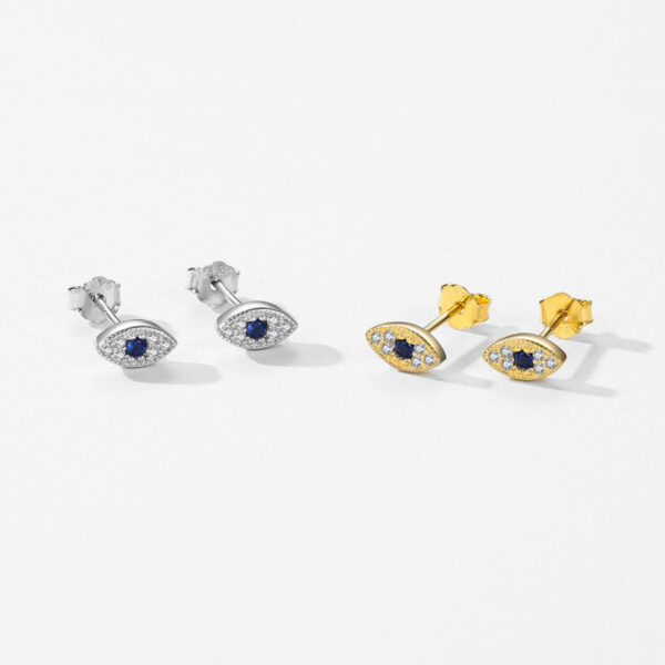 a5 Custom Gold Planted Silver Evl Eye Hypoallergenic Stud Earrings for Women Trendy Jewelry Diamond Main Stone