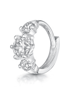 Luxury Triple CZ Clip on Earrings Non-Pierced Gold & Silver Ear Cuff Jewelry Sparkling Crystal Hoop for Women