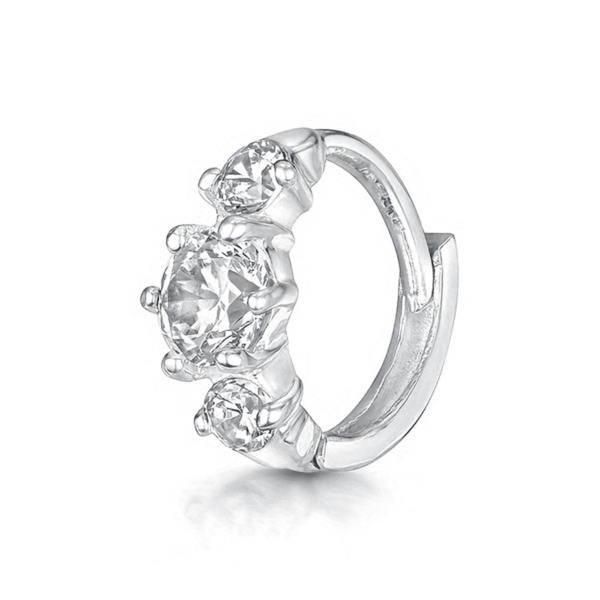 b2 Luxury Triple CZ Clip on Earrings Non-Pierced Gold & Silver Ear Cuff Jewelry Sparkling Crystal Hoop for Women