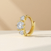 b4 Luxury Triple CZ Clip on Earrings Non-Pierced Gold & Silver Ear Cuff Jewelry Sparkling Crystal Hoop for Women