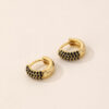 c2 Stylish Gold Plated Brass Drop Earrings for Women Simple Elegant Jewelry with Black 5A Zircon