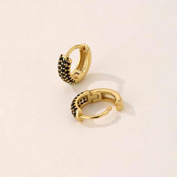 c4 Stylish Gold Plated Brass Drop Earrings for Women Simple Elegant Jewelry with Black 5A Zircon