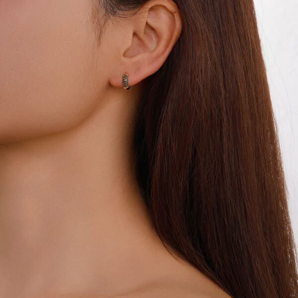 c5 Stylish Gold Plated Brass Drop Earrings for Women Simple Elegant Jewelry with Black 5A Zircon