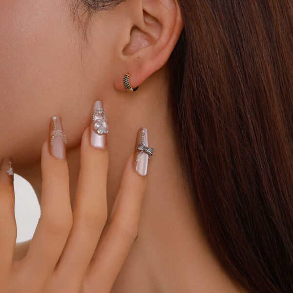 c6 Stylish Gold Plated Brass Drop Earrings for Women Simple Elegant Jewelry with Black 5A Zircon