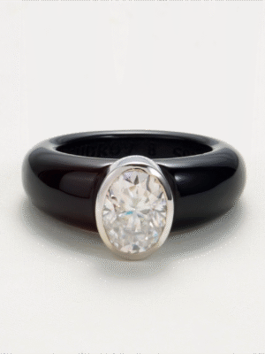 d1 Minimalist Design Black Onyx Promise Ring Fashion Jewelry Luxury Gift for Women's Birthday