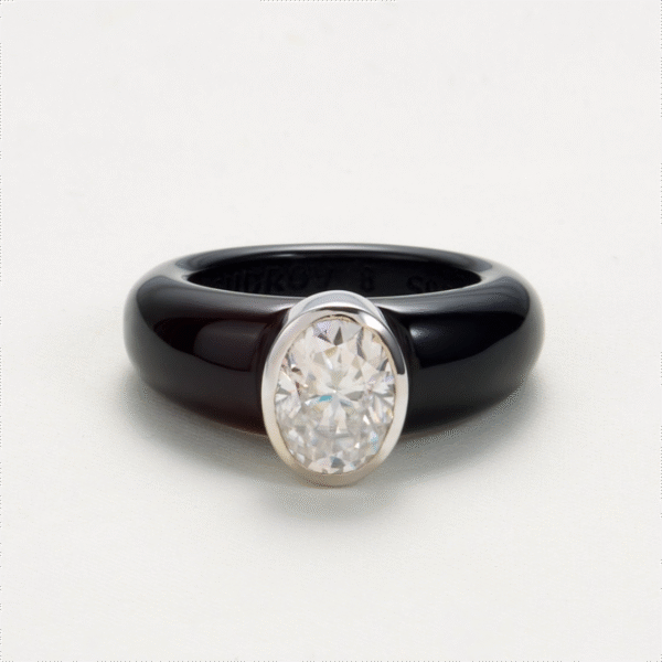 d1 Minimalist Design Black Onyx Promise Ring Fashion Jewelry Luxury Gift for Women's Birthday