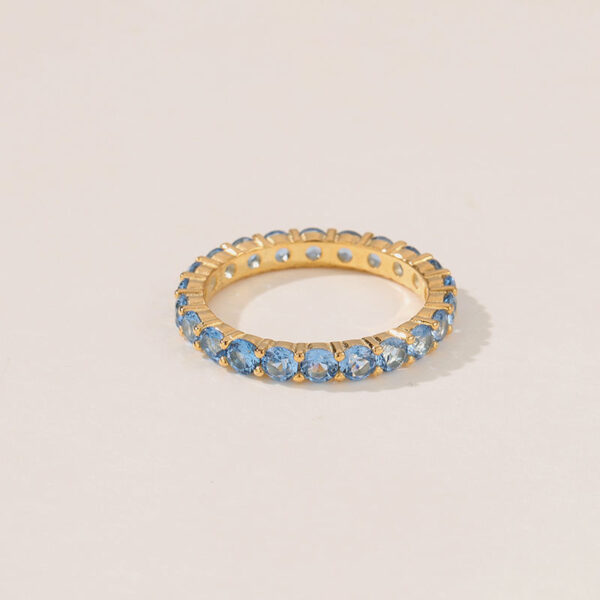 d2 Fashionable High Quality Trendy Luxury Blue Zirconia Tennis Ring Fine Hip Hop Rapper Jewelry