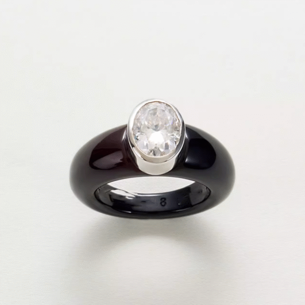 d2 Minimalist Design Black Onyx Promise Ring Fashion Jewelry Luxury Gift for Women's Birthday