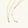 d3 Gold Plated Fashion 925 Sterling Silver Dainty Gold Necklace Double Circle Pendant Link Chain Women Minimalist Style