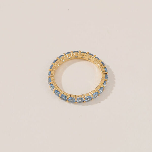 d3 Fashionable High Quality Trendy Luxury Blue Zirconia Tennis Ring Fine Hip Hop Rapper Jewelry
