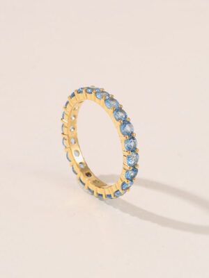 d4 Fashionable High Quality Trendy Luxury Blue Zirconia Tennis Ring Fine Hip Hop Rapper Jewelry